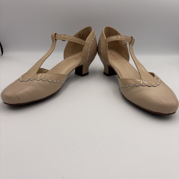 Hotter Comfort Concept Nude Leather T-Strap Kitten Heel VIVIENE Pumps Size 8.5 - Picture 2 of 7